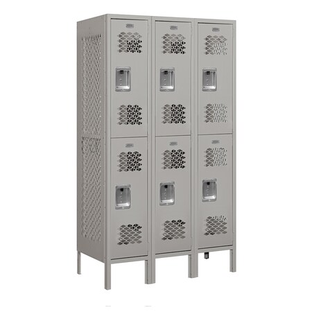 Salsbury Industries 2 Tier Vented Locker, 36"Wx66"Hx18"D, 6 Door, Gray, Assembled 72358GY-A